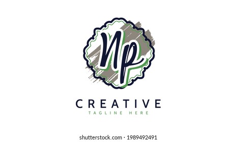 NP Initials, handwriting logo vector