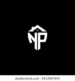 NP initials premium shield logo monogram with home designs modern templates