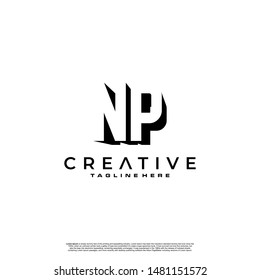 NP Letter Initial Logo Design in shadow shape design concept