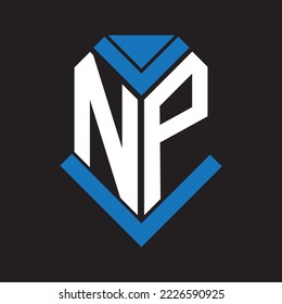 Diseño del logo de la carta NP sobre fondo negro. Concepto del logo de la carta con iniciales creativas del NP. Diseño de letras NP.	
