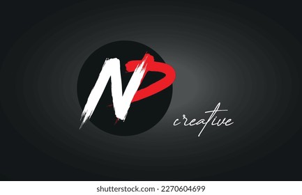 Icono del logotipo de pincel de las letras del NP, diseño de vectores elegantes