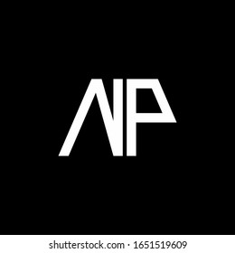 Monograma abstracto del logotipo NP aislado en fondo negro