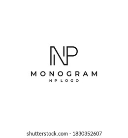 Diseño del logotipo NP simple y moderno vector de iniciales con fondo blanco