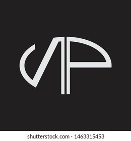 NP Logo letter oval monogram design template with black and white colors