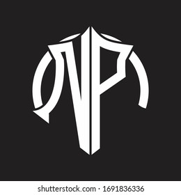 NP Logo monogram with emblem and circle rounded design template