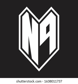 NP Logo monogram with emblem line style isolated on black background