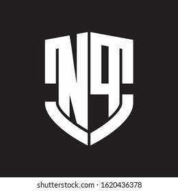 NP Logo monogram with emblem shield shape design isolated on black background