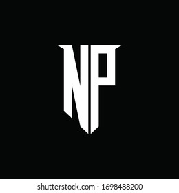 NP logo monogram with emblem shield style design template