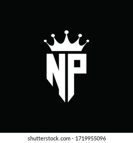 NP logo monogram emblem style with crown shape design template