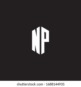 NP Logo monogram with hexagon shape style design template isolated on black background