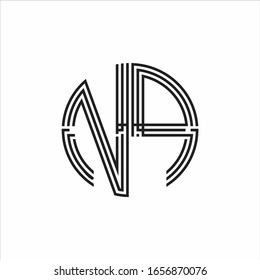 Plantilla de diseño de línea de tres cintas de logotipo NQ aislada en fondo blanco