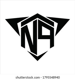 Monograma con logotipo NP con flecha de alas alrededor de la plantilla de diseño sobre fondo blanco