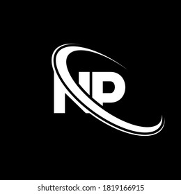 NP logo. N P design. White NP letter. NP/N P letter logo design. Initial letter NP linked circle uppercase monogram logo.	
