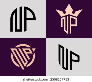 Paquete de Vector de diseño de logotipo de letra inicial moderna NP. Será adecuado para qué empresa o marca comience esas iniciales.
