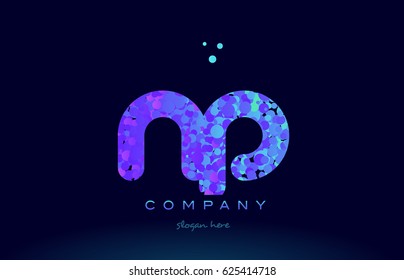 np n p alphabet pink blue bubble circle dots creative letter company logo vector icon design template