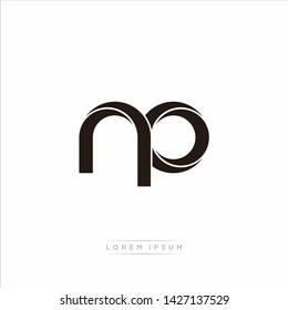 np n p Initial Letter Split Lowercase Modern Monogram linked outline rounded logo