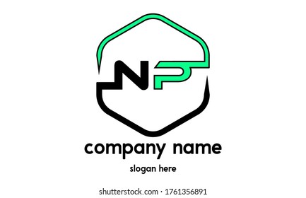 NP or N P letter based logo template design