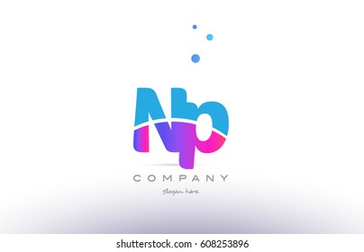 np n p  pink purple blue white uppercase lowercase modern creative alphabet gradient company letter logo design vector icon template