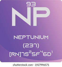 Np Neptunium Actinoid Chemical Element vector illustration diagram, with atomic number, mass and electron configuration. Simple gradient flat hexagon design for education, lab, science class.
