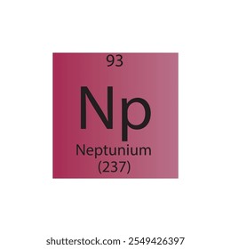 Tabela Periódica Do Elemento Químico Actinoide Do Np Neptunium. Simples ilustração de vetor quadrado plano, simples ícone de estilo limpo com massa molar e número atômico para Lab, ciência ou classe de química.