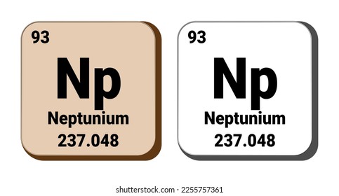 Np, icono vector de elemento Neptunium, elemento de tabla periódica. Ilustración vectorial Archivo EPS 10. Aislado sobre fondo blanco.