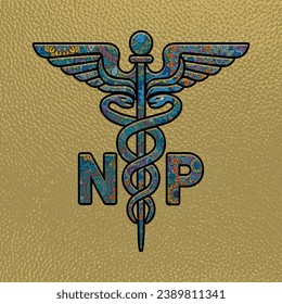 NP Nurse, Medical symbol caduceus nurse practitioner NP vector, coloring medical symbol with NP text, Caduceus Symbol, NP Nurse Mandela design