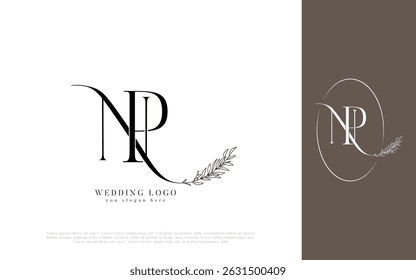 Logotipo NP Casamento com Monograma Floral