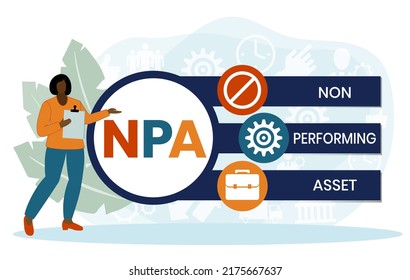 NPA - non performing asset. acronym business concept. vector illustration concept with keywords and icons. lettering illustration with icons for web banner, flyer, landing page, presentation