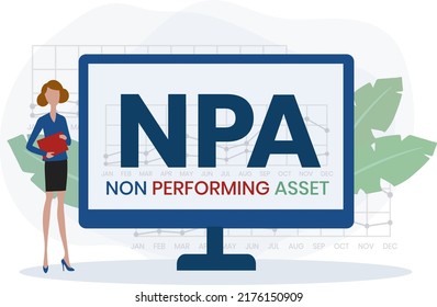 NPA - non performing asset. acronym business concept. vector illustration concept with keywords and icons. lettering illustration with icons for web banner, flyer, landing page, presentation
