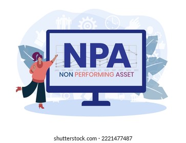 NPA - non performing asset. acronym business concept. vector illustration concept with keywords and icons. lettering illustration with icons for web banner, flyer, landing page, presentation