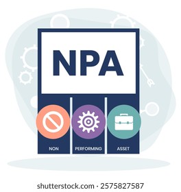 NPA - non performing asset. acronym business concept. vector illustration concept with keywords and icons. lettering illustration with icons for web banner, flyer, landing page, presentation