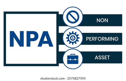 NPA - non performing asset. acronym business concept. vector illustration concept with keywords and icons. lettering illustration with icons for web banner, flyer, landing page, presentation