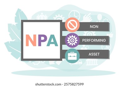 NPA - non performing asset. acronym business concept. vector illustration concept with keywords and icons. lettering illustration with icons for web banner, flyer, landing page, presentation