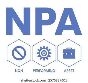 NPA - non performing asset. acronym business concept. vector illustration concept with keywords and icons. lettering illustration with icons for web banner, flyer, landing page, presentation