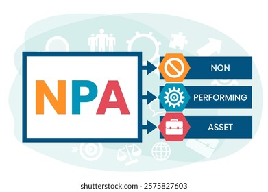 NPA - non performing asset. acronym business concept. vector illustration concept with keywords and icons. lettering illustration with icons for web banner, flyer, landing page, presentation