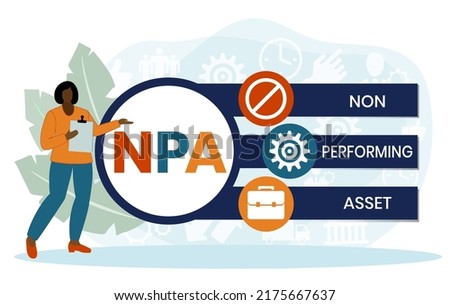 NPA - non performing asset. acronym business concept. vector illustration concept with keywords and icons. lettering illustration with icons for web banner, flyer, landing page, presentation