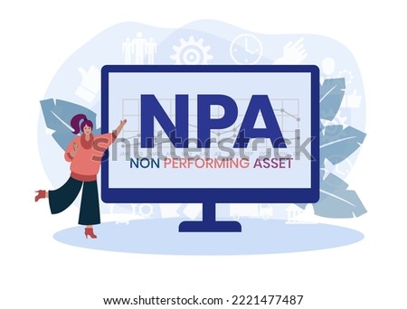 NPA - non performing asset. acronym business concept. vector illustration concept with keywords and icons. lettering illustration with icons for web banner, flyer, landing page, presentation