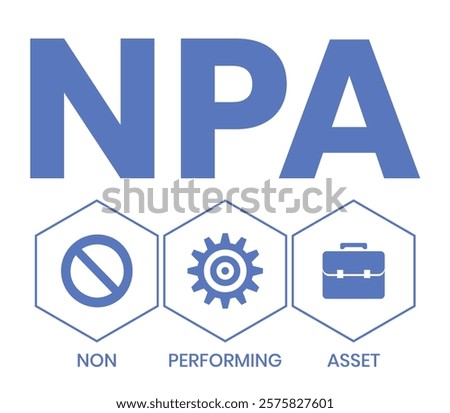 NPA - non performing asset. acronym business concept. vector illustration concept with keywords and icons. lettering illustration with icons for web banner, flyer, landing page, presentation