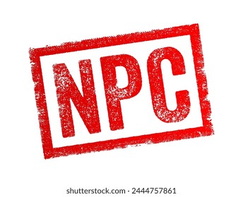 NPC - stands for Non-Player Character, sometimes used metaphorically to describe individuals who appear to lack independent thought or critical thinking skills, text concept stamp