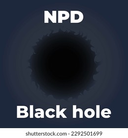 NPD Narcissistic Personality Disorder, black hole on dark background and white lettering