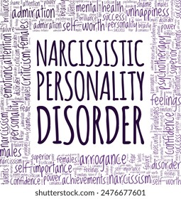 NPD Narcissistic Personality Disorder word cloud conceptual design isolated on white background.