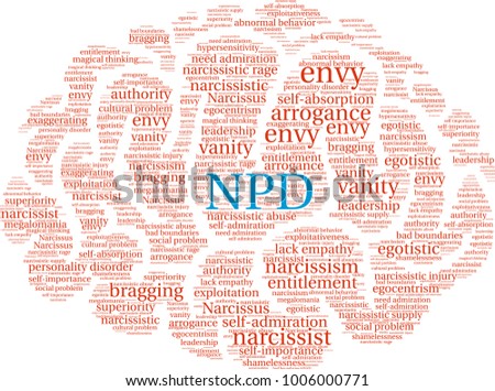 NPD word cloud on a white background. 