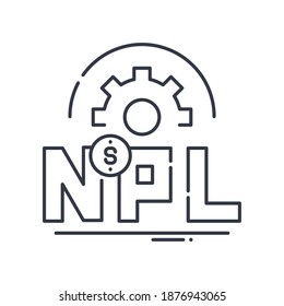 Npl icon, linear isolated illustration, thin line vector, web design sign, outline concept symbol with editable stroke on white background.