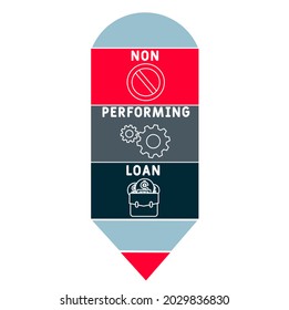 NPL - Non-Performing Loan acronym. business concept background.  vector illustration concept with keywords and icons. lettering illustration with icons for web banner, flyer, landing 