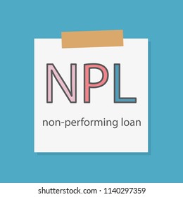 NPL (Non-performing loan) written in a notebook paper- vector illustration