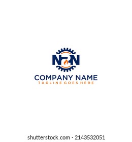 Npn gear flame logo design modern minimalist industrial branding