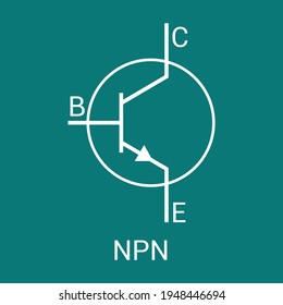 NPN transistor schematic symbol vector