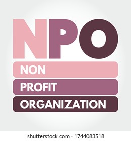 NPO - Non-Profit Organization is a legal entity organized and operated for a collective, public or social benefit, acronym concept background