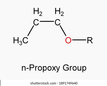 n-Propoxy functional group molecule atom formula isolated on white background organic chemistry molecular structure