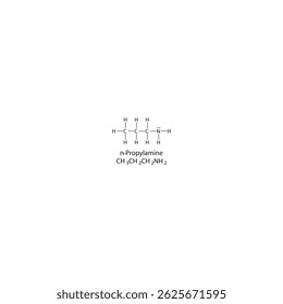n-Propylamine Lewis structure. Simple chemical schematic illustration. Educational diagram